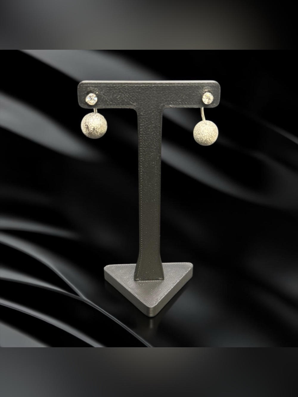 🩶CHRISTOPHER & BANKS🩶Silver-Tone Crystal Stud Top Textured Ball Drop Earrings